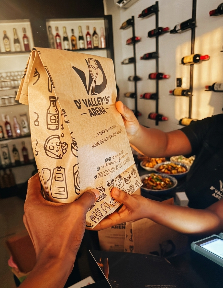 D' Valley's Arena branded takeaway packaging
