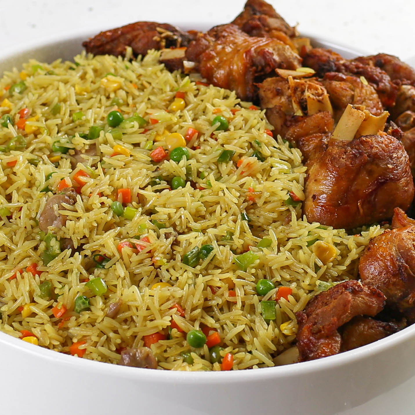 Nigerian fried rice with vegetables