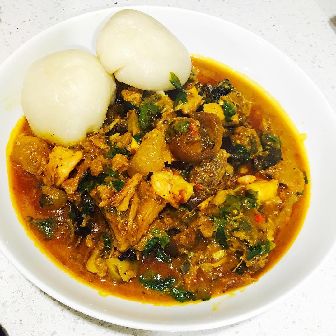 Rivers State native soup served with pounded yam