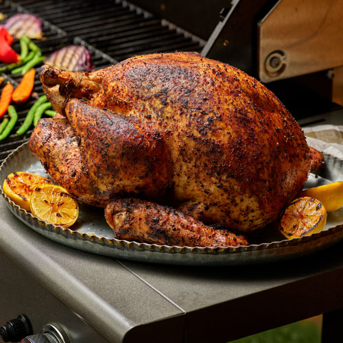 Grilled turkey portion, seasoned